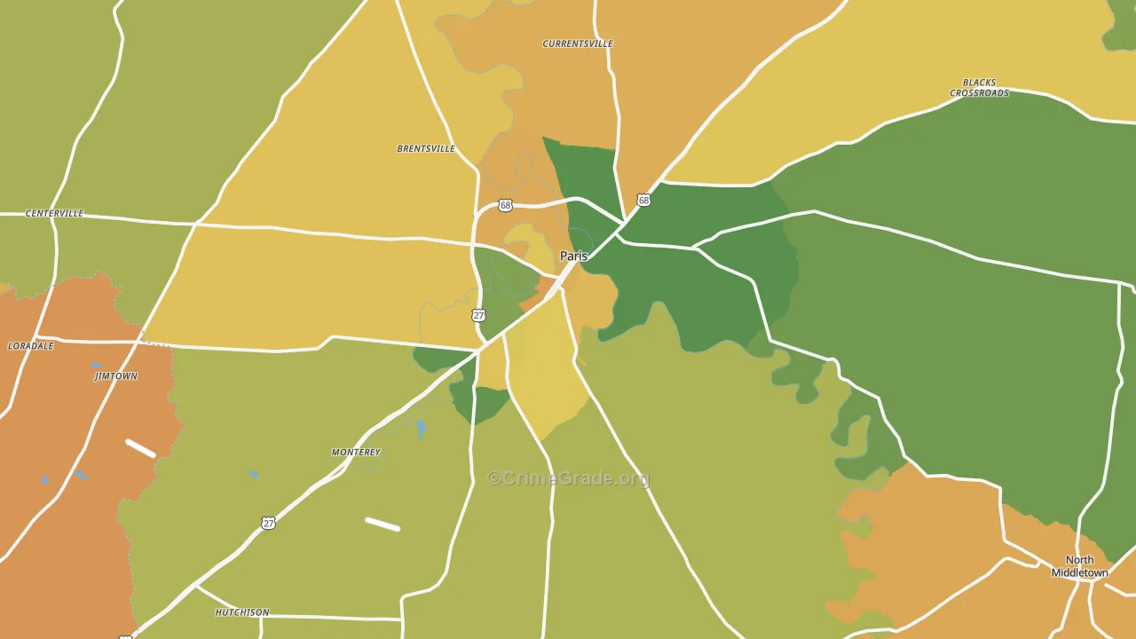 40361, KY Map of Vehicle Theft Rates