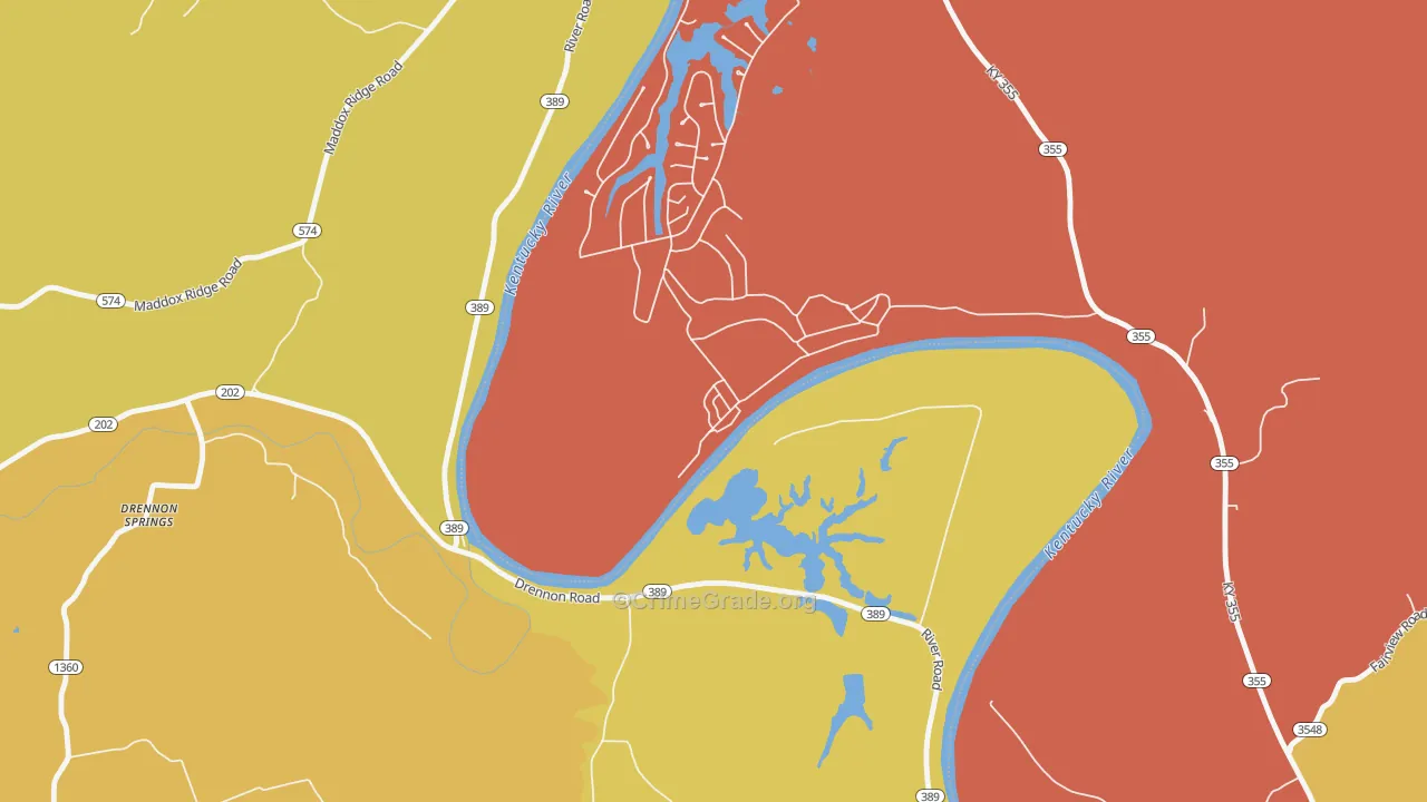 40363, KY Map of Vehicle Theft Rates
