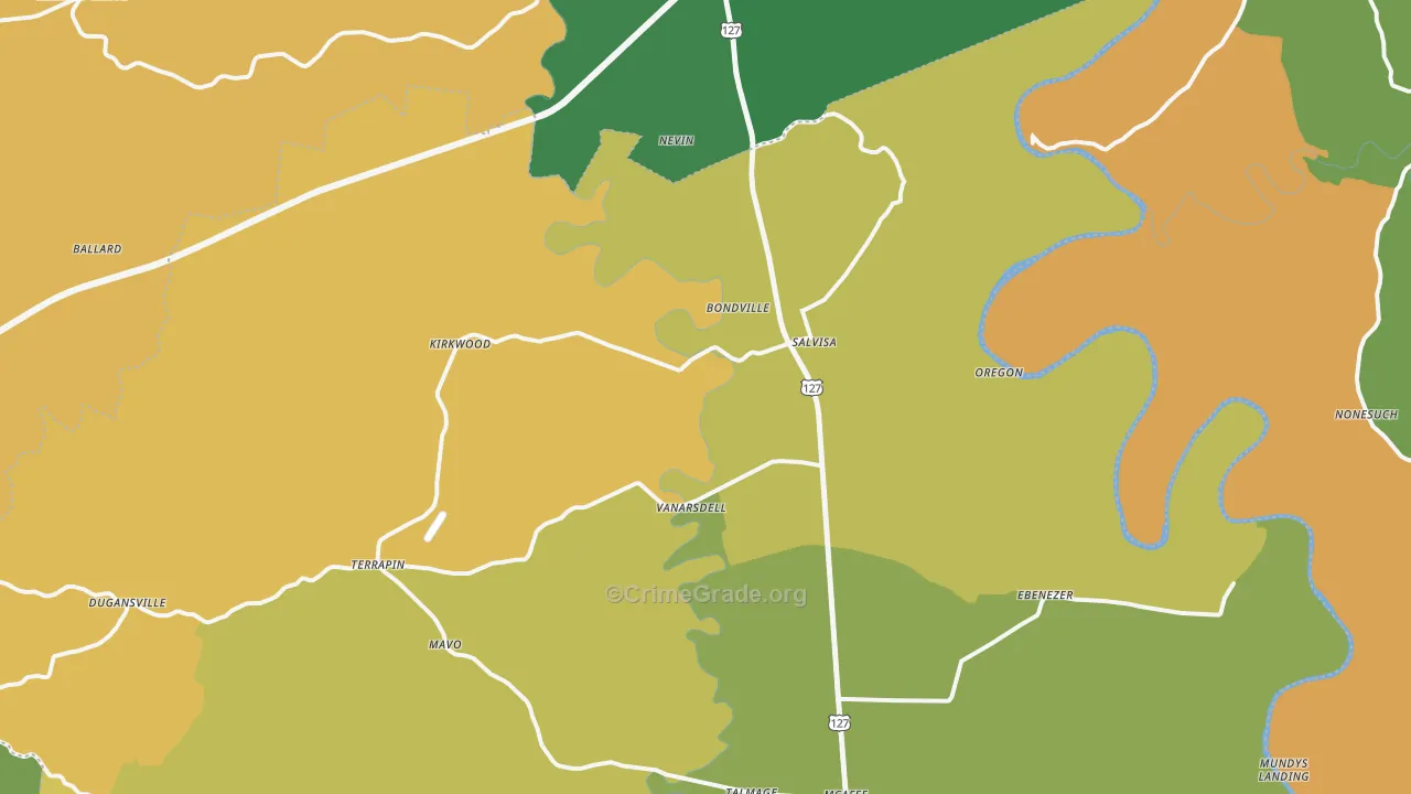 40372, KY Map of Vehicle Theft Rates