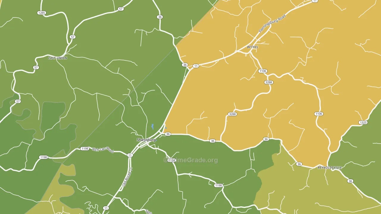 40374, KY Map of Vehicle Theft Rates