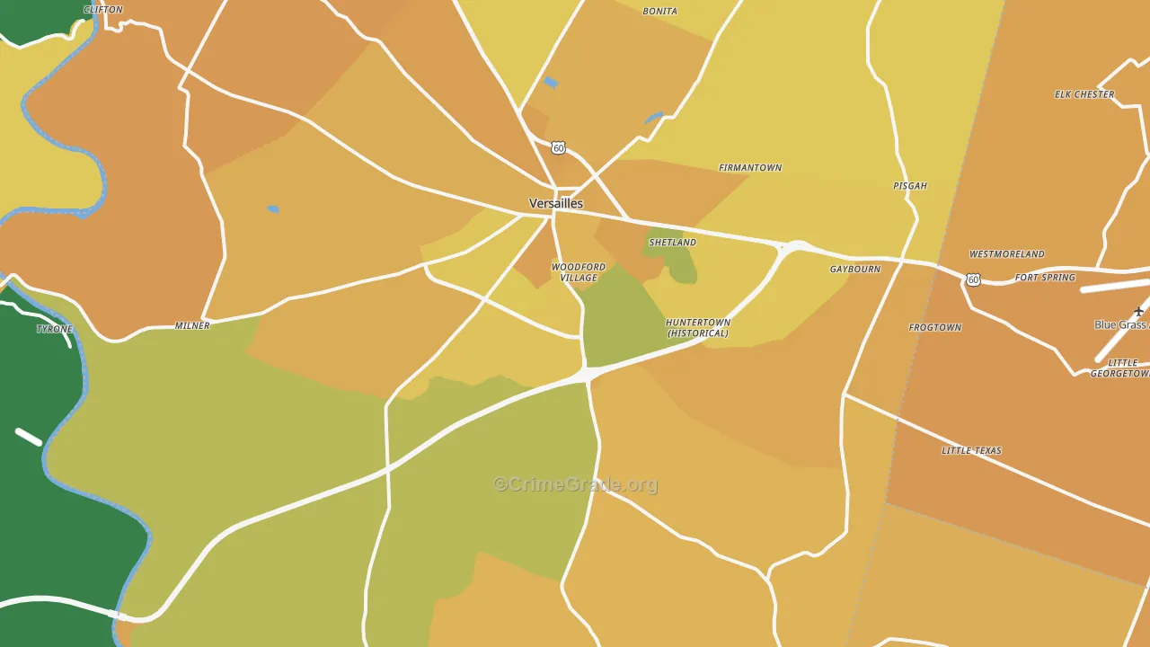 40383, KY Map of Vehicle Theft Rates