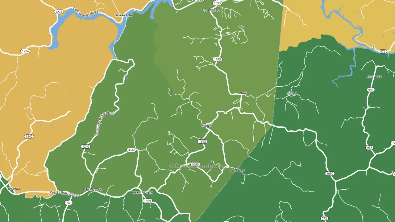 40387, KY Map of Vehicle Theft Rates