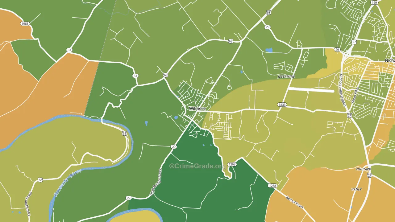 40390, KY Map of Vehicle Theft Rates
