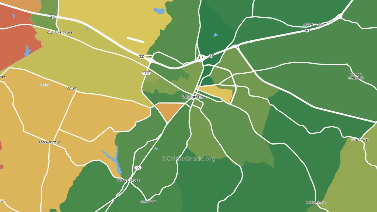 40391, KY Map of Vehicle Theft Rates
