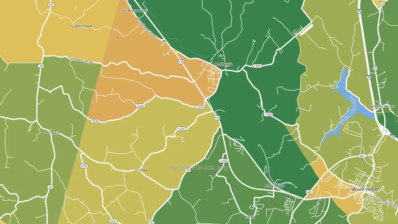 40409, KY Map of Vehicle Theft Rates