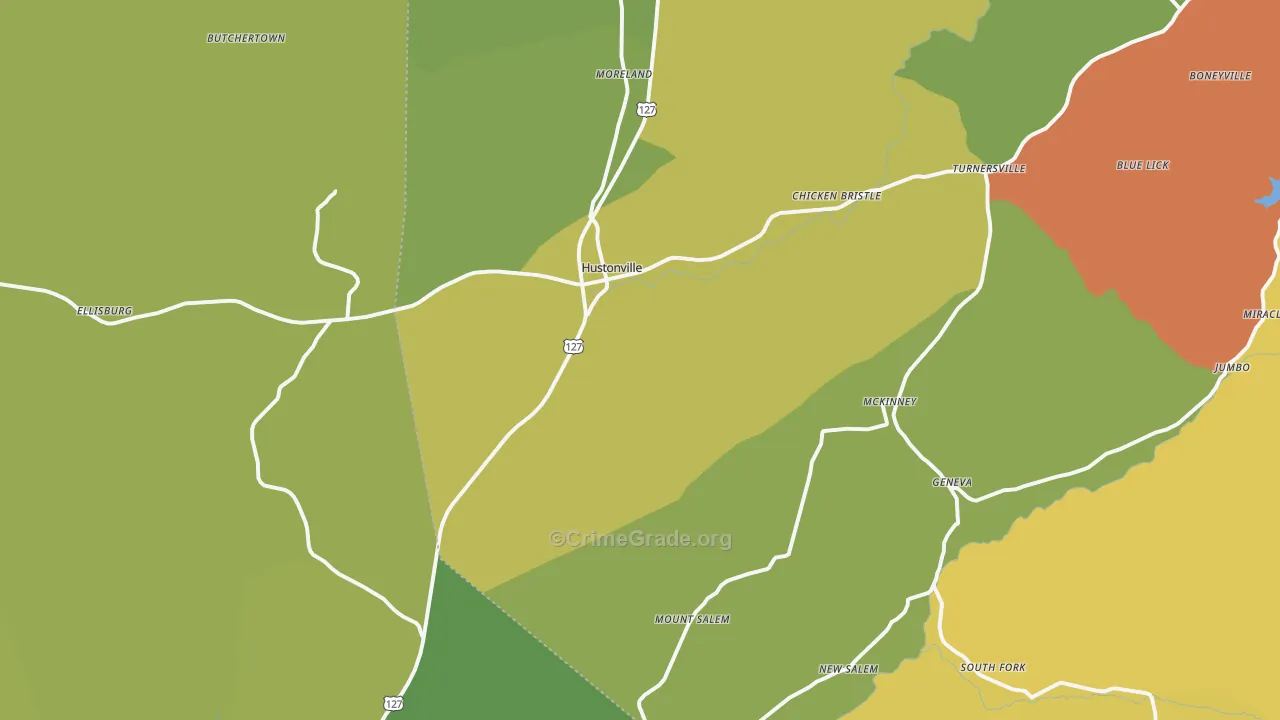 40437, KY Map of Vehicle Theft Rates