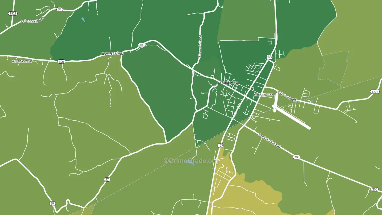 40440, KY Map of Vehicle Theft Rates