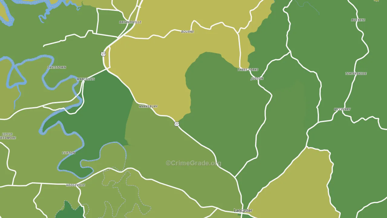 40444, KY Map of Vehicle Theft Rates