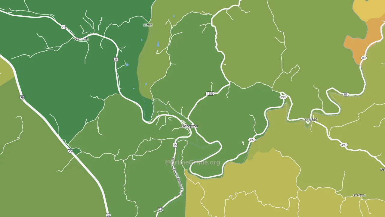 40445, KY Map of Vehicle Theft Rates