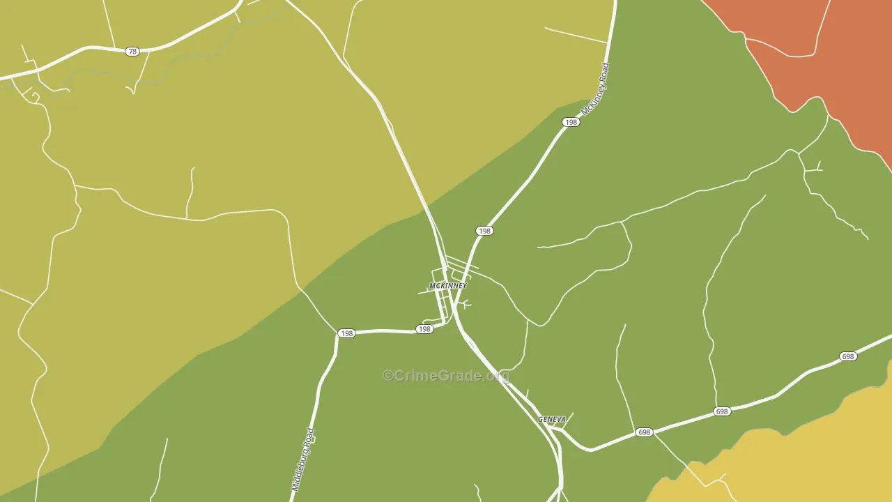 40448, KY Map of Vehicle Theft Rates