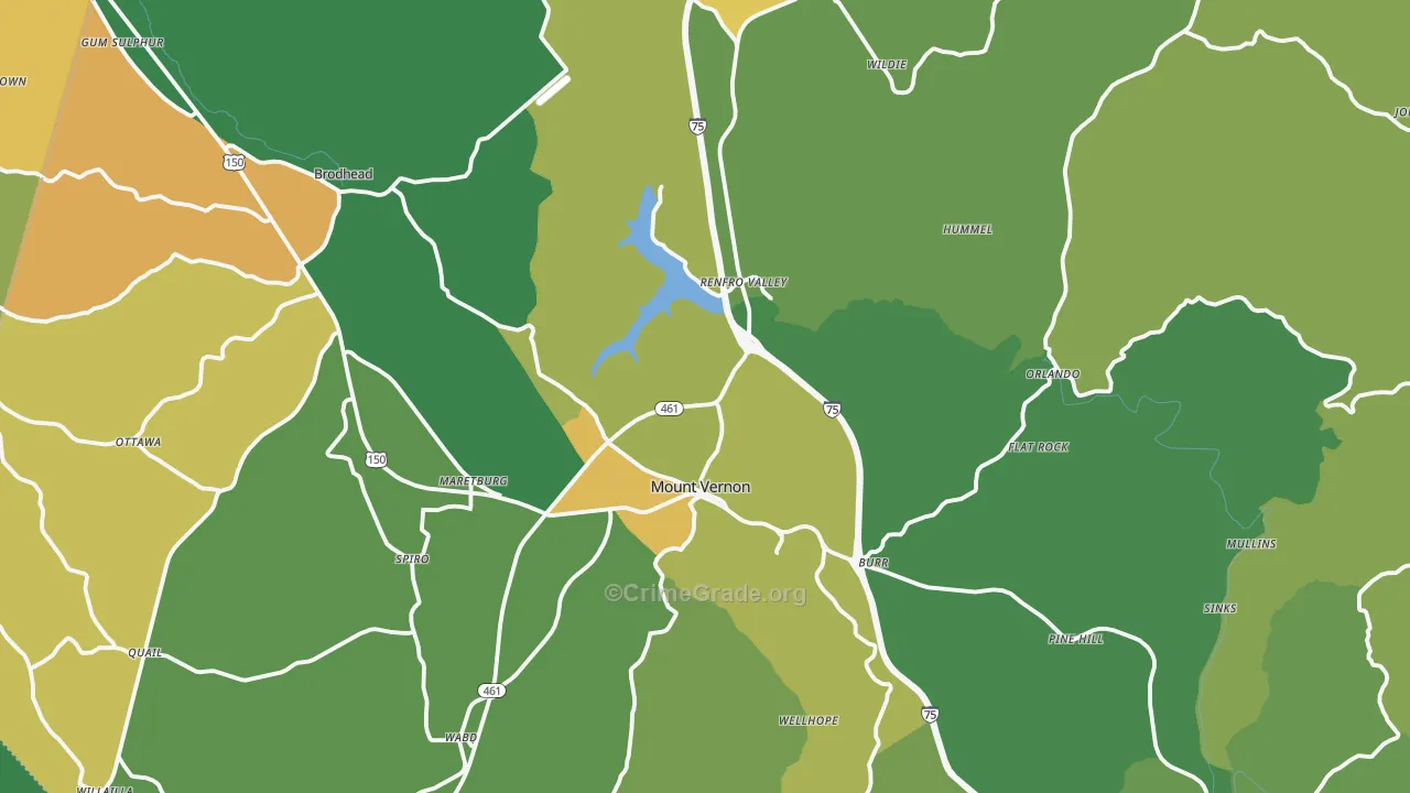 40456, KY Map of Vehicle Theft Rates