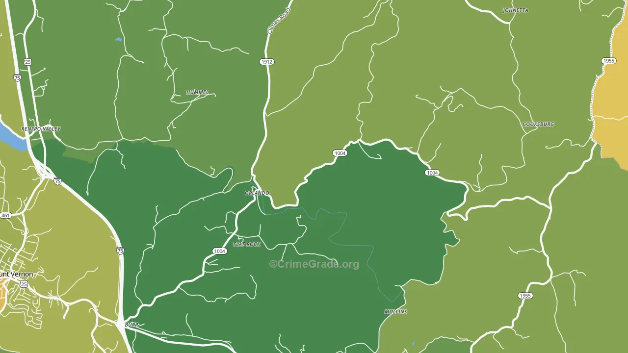 40460, KY Map of Vehicle Theft Rates