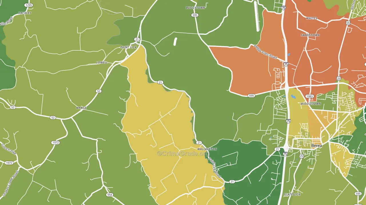 40461, KY Map of Vehicle Theft Rates