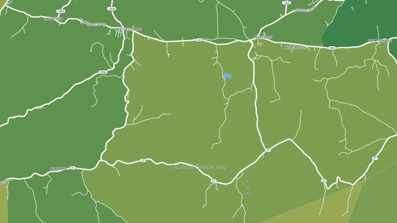 40464, KY Map of Vehicle Theft Rates