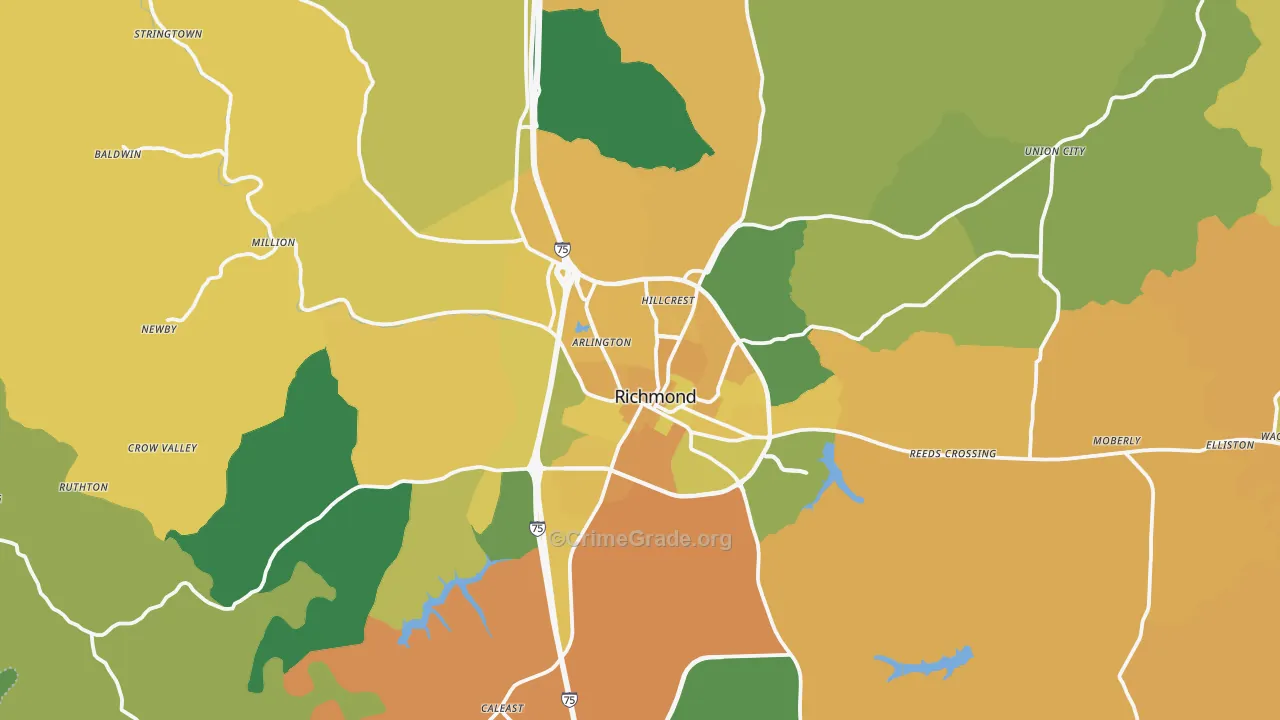 40475, KY Map of Vehicle Theft Rates