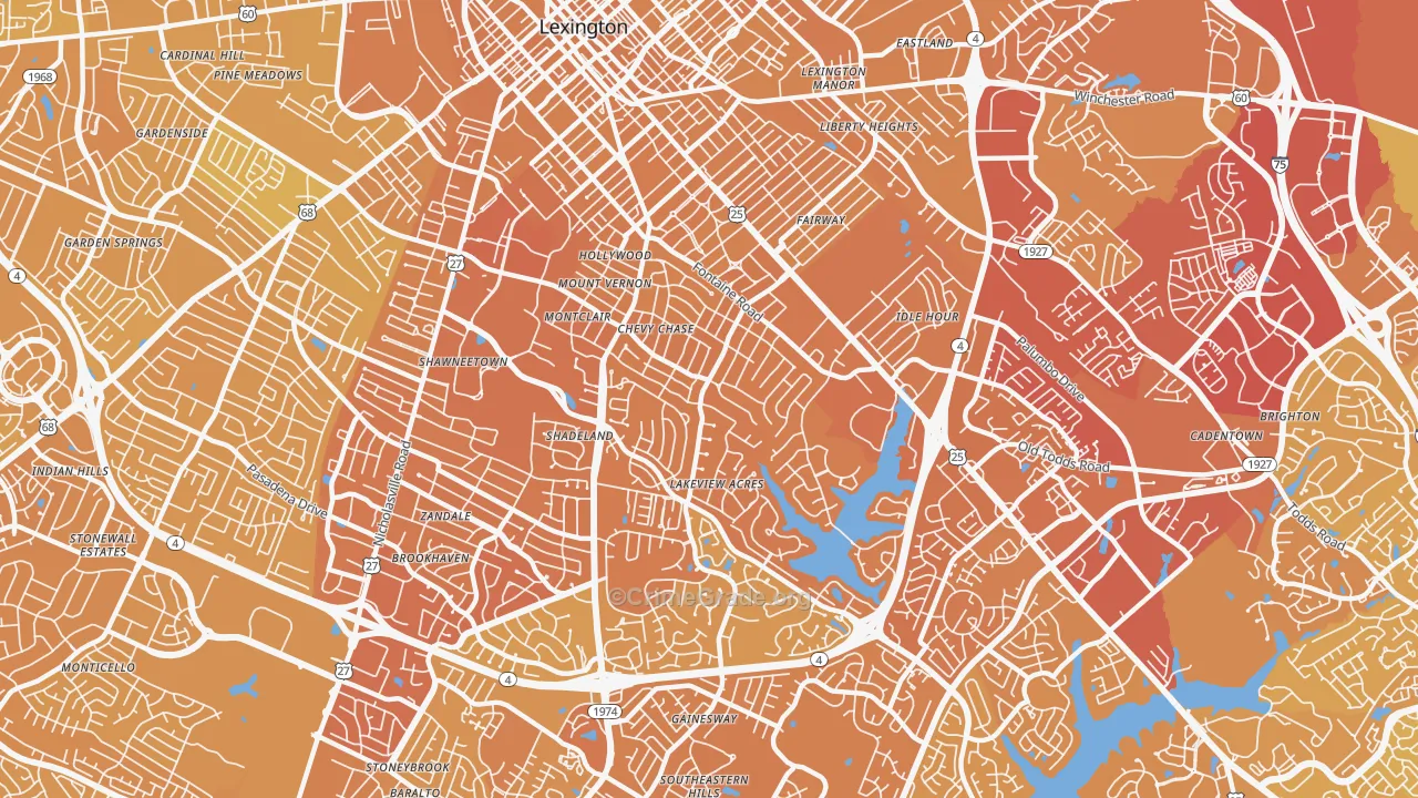 40502, KY Map of Vehicle Theft Rates