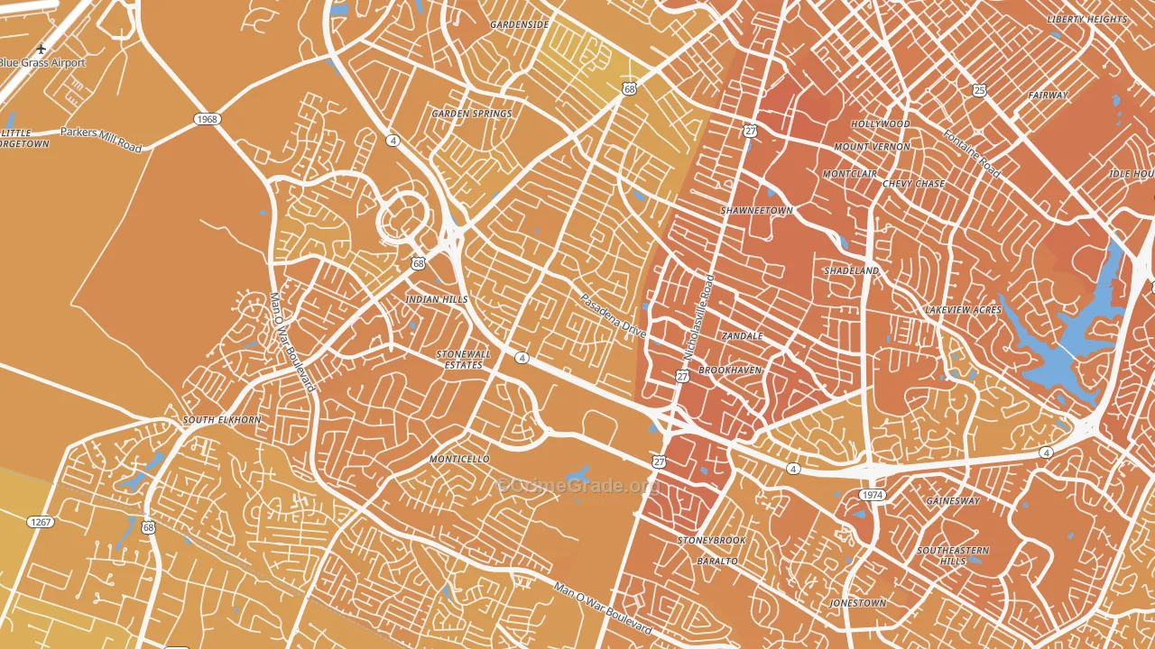 40503, KY Map of Vehicle Theft Rates