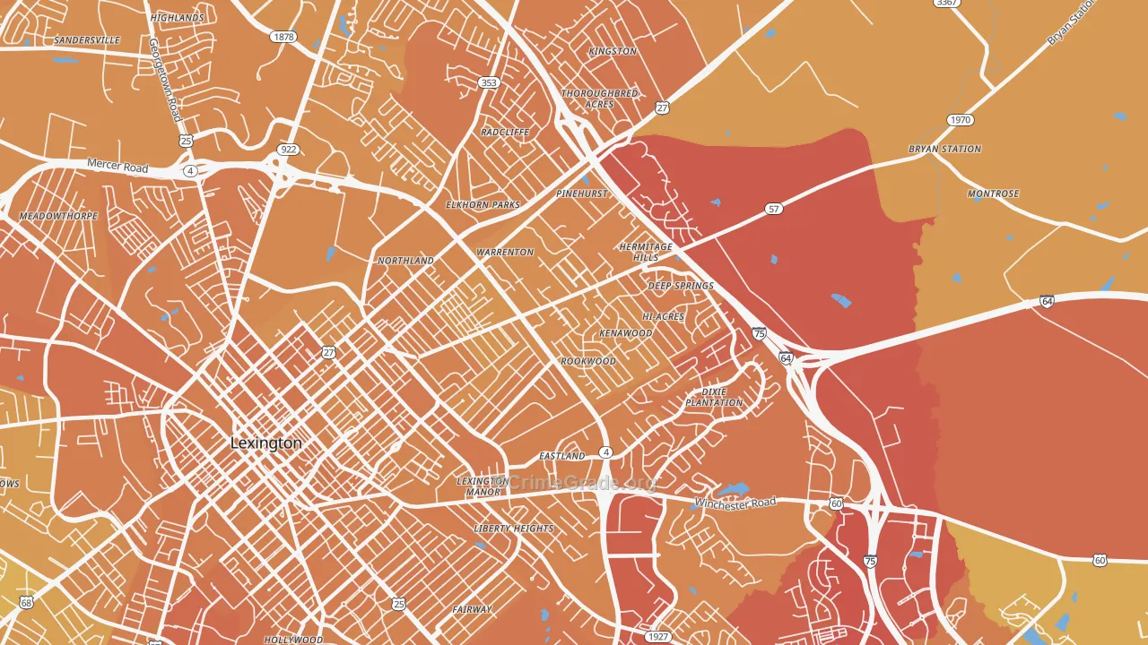 40505, KY Map of Vehicle Theft Rates