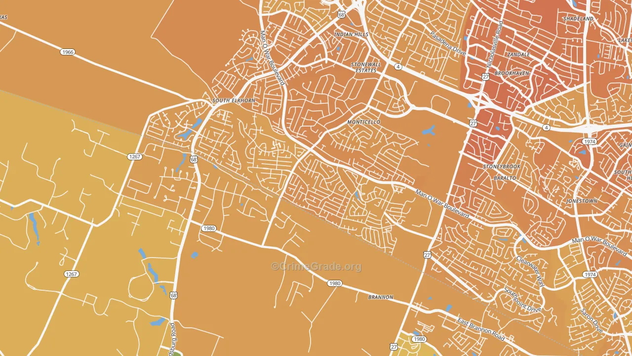 40514, KY Map of Vehicle Theft Rates