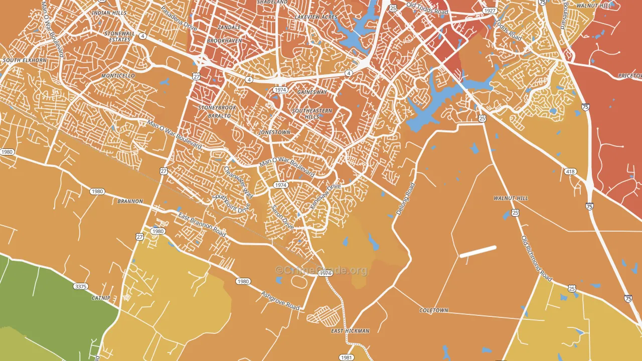 40515, KY Map of Vehicle Theft Rates