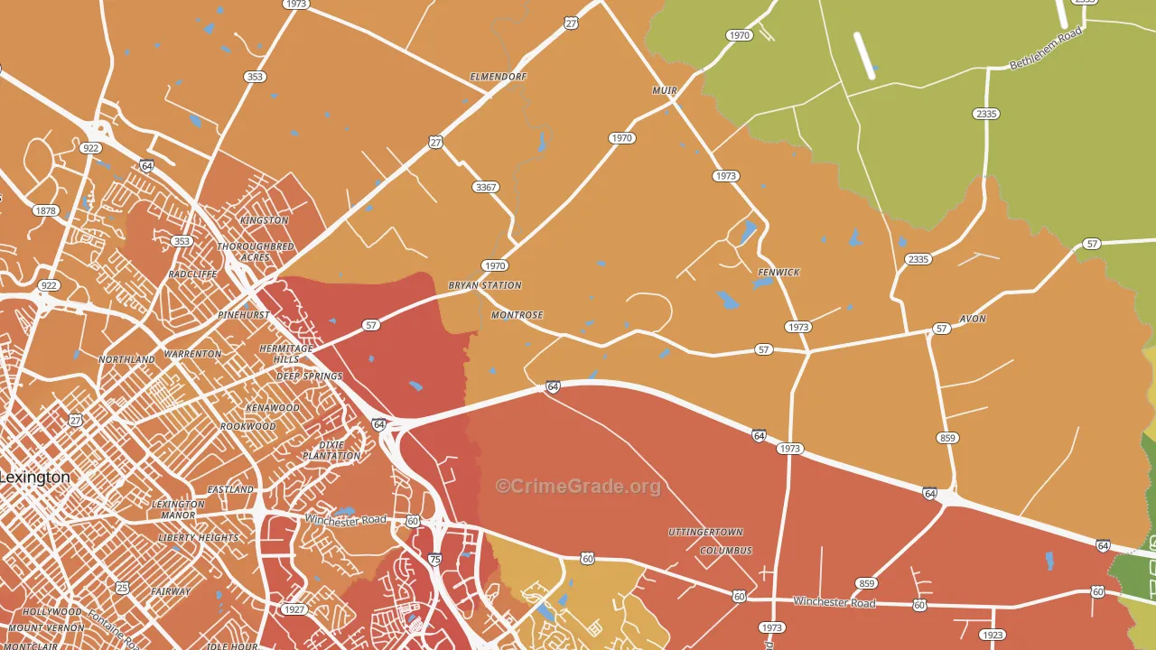 40516, KY Map of Vehicle Theft Rates
