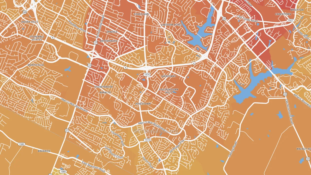 40517, KY Map of Vehicle Theft Rates