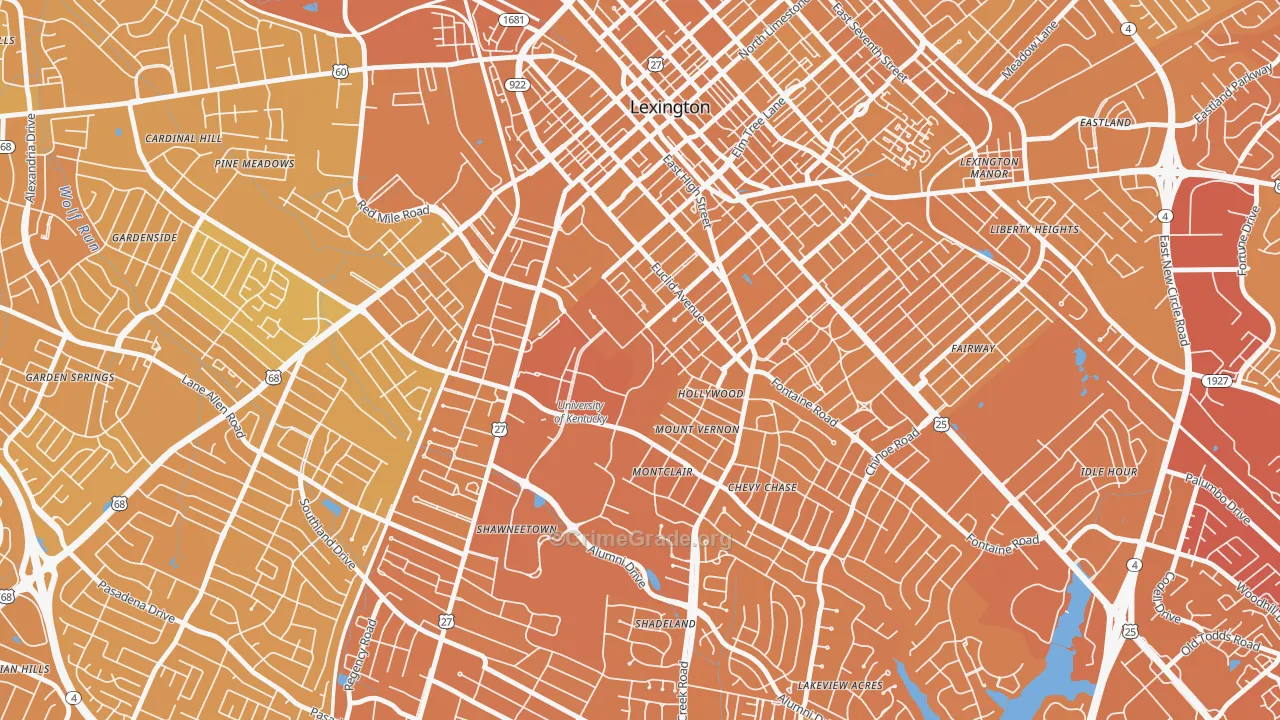 40526, KY Map of Vehicle Theft Rates