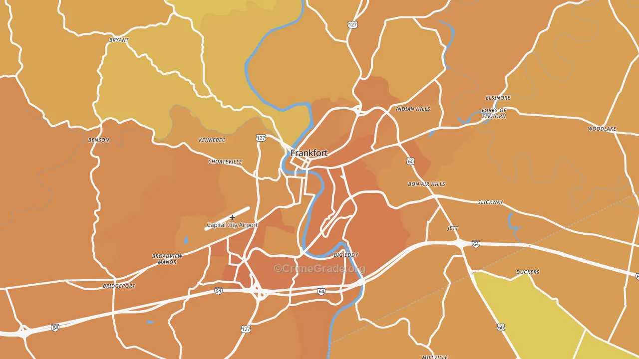 40601, KY Map of Vehicle Theft Rates