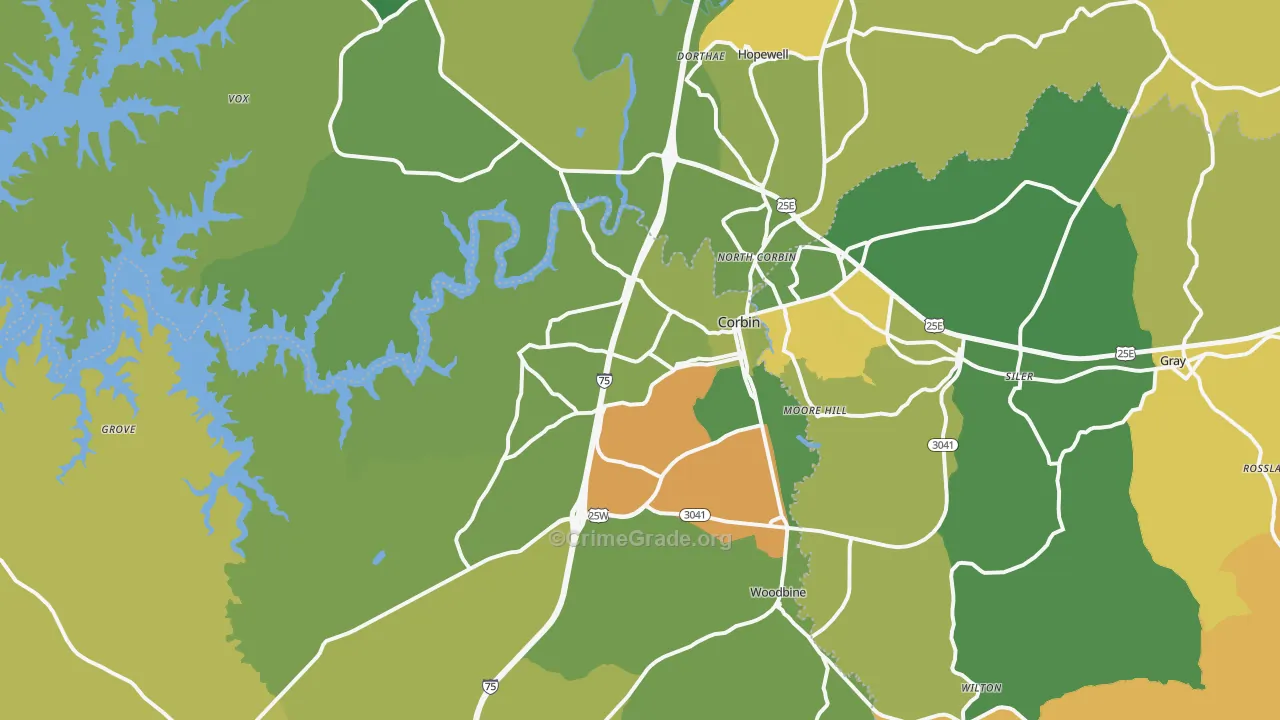 40701, KY Map of Vehicle Theft Rates