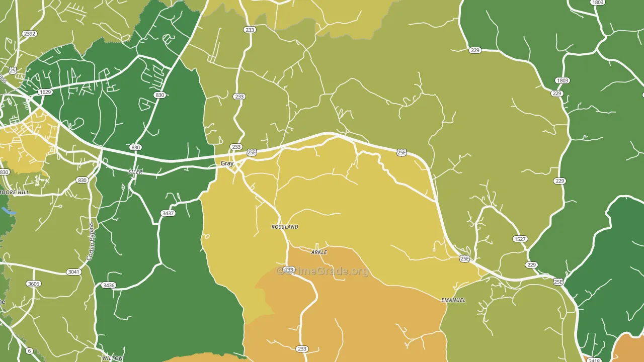 40734, KY Map of Vehicle Theft Rates