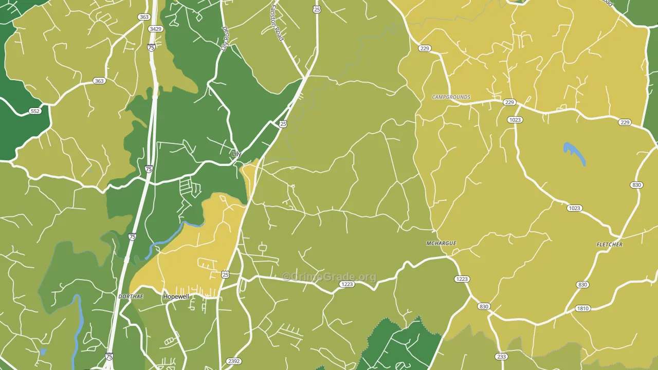 40740, KY Map of Vehicle Theft Rates