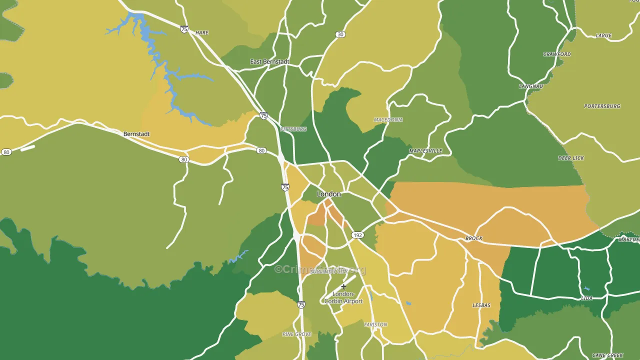 40741, KY Map of Vehicle Theft Rates