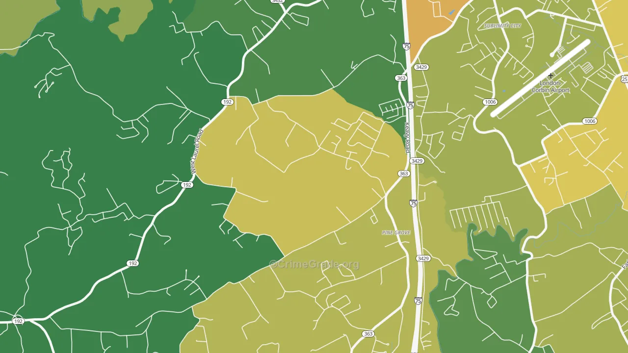 40743, KY Map of Vehicle Theft Rates