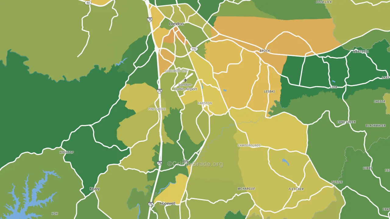 40744, KY Map of Vehicle Theft Rates