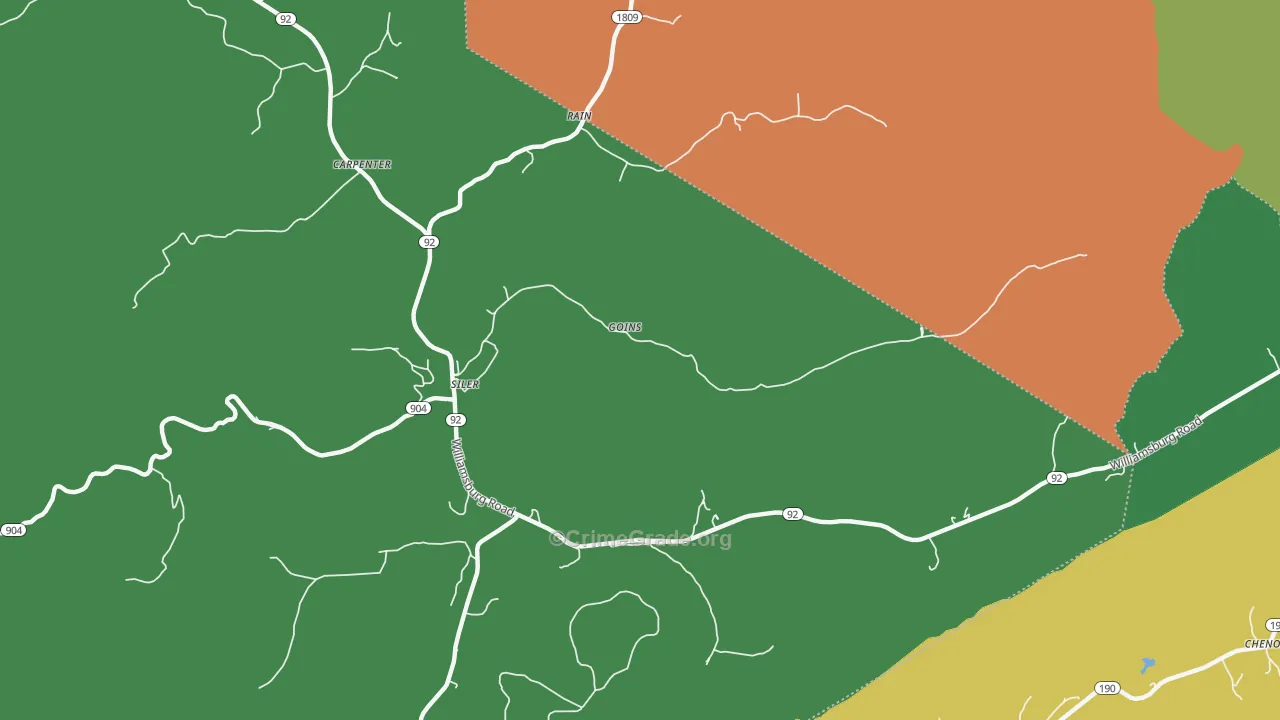 40763, KY Map of Vehicle Theft Rates