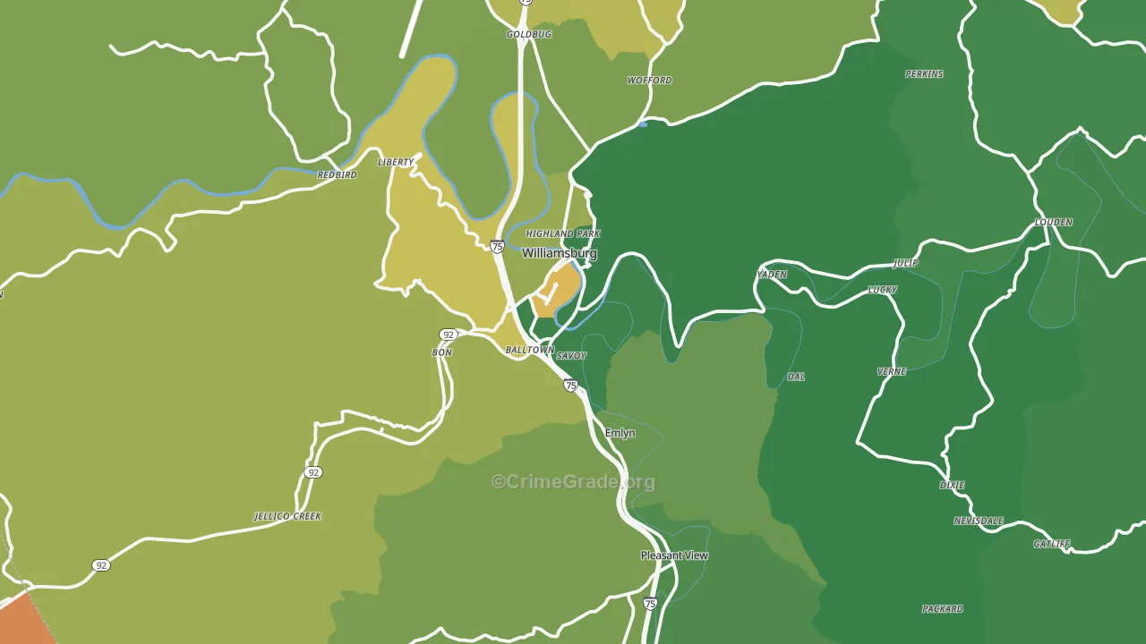 40769, KY Map of Vehicle Theft Rates