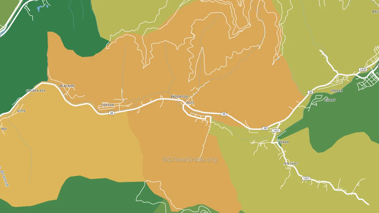 40801, KY Map of Vehicle Theft Rates