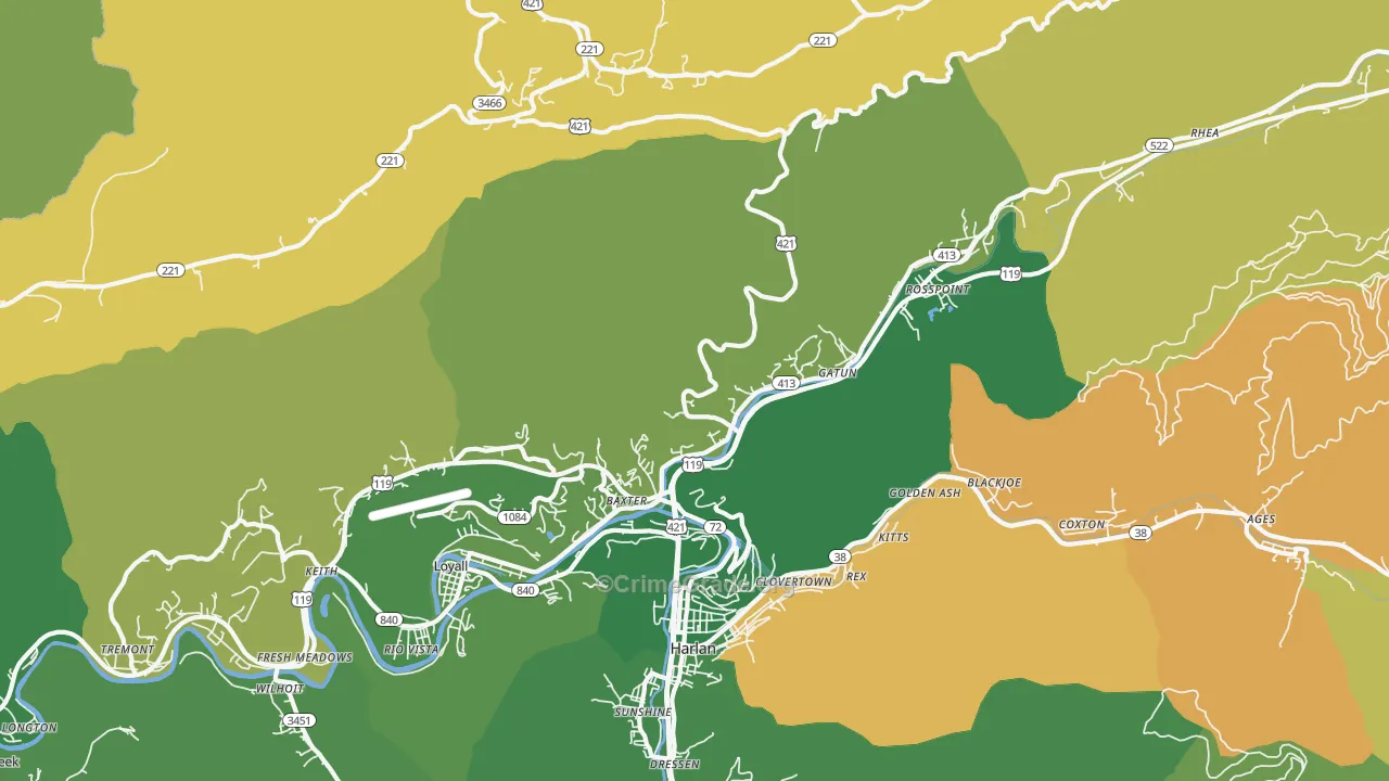 40806, KY Map of Vehicle Theft Rates