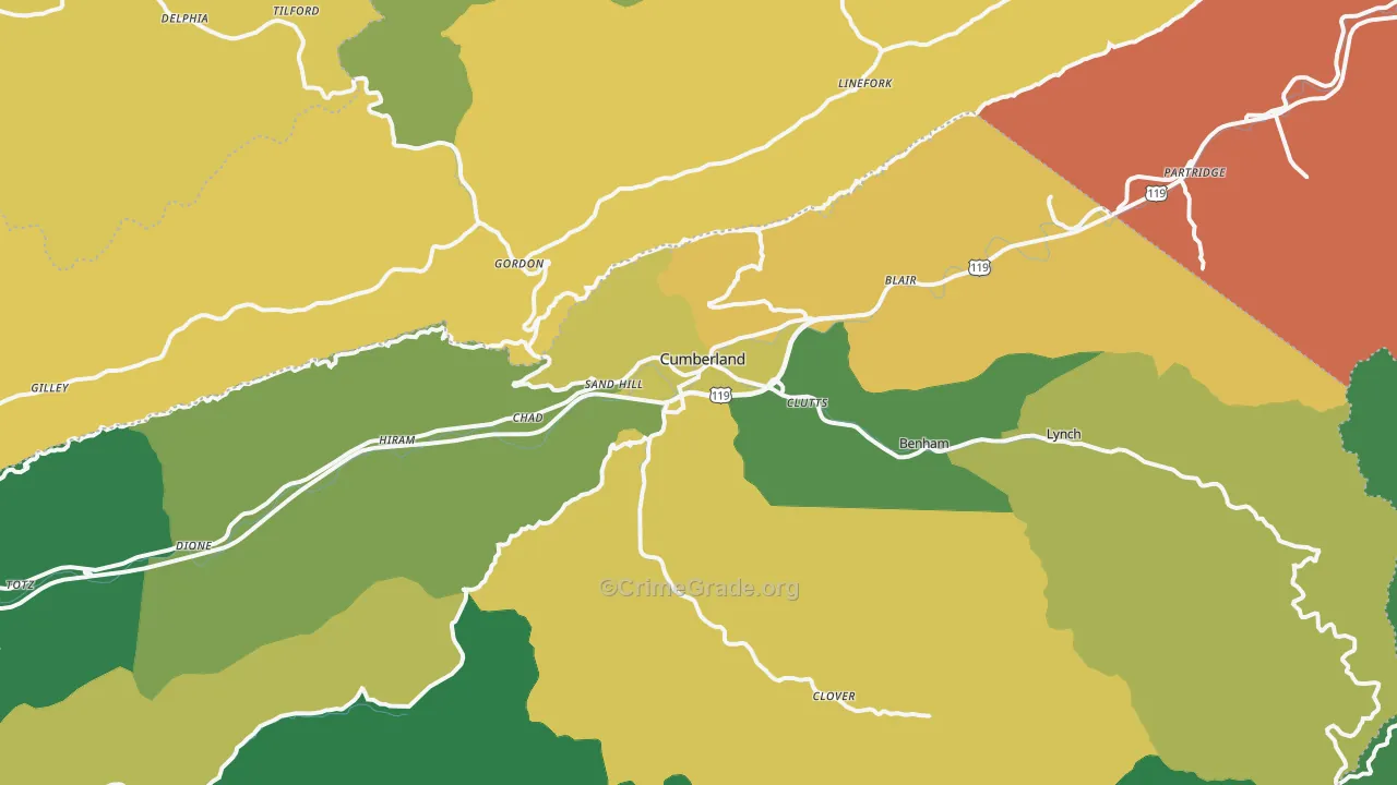 40823, KY Map of Vehicle Theft Rates