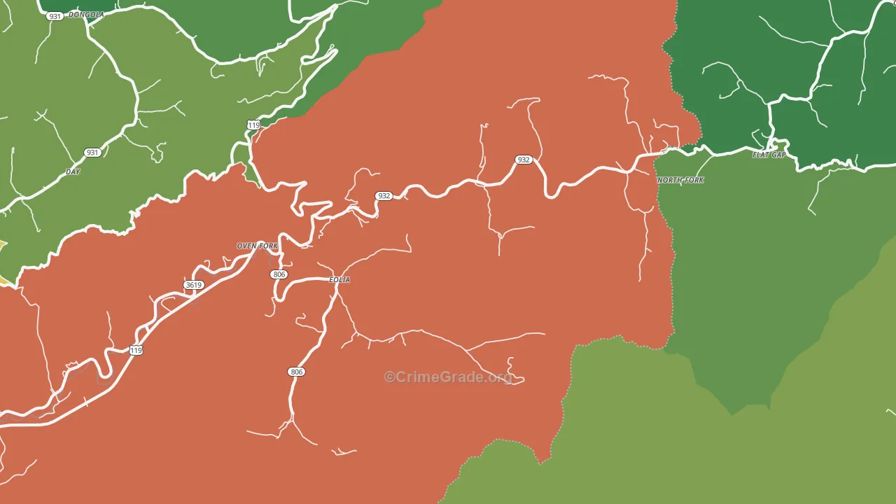 40826, KY Map of Vehicle Theft Rates