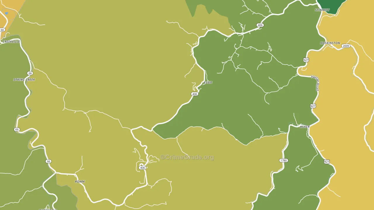 40827, KY Map of Vehicle Theft Rates