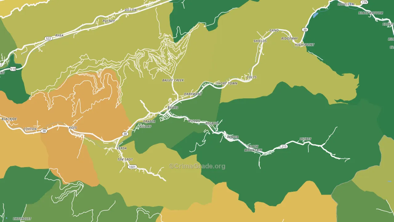 40828, KY Map of Vehicle Theft Rates