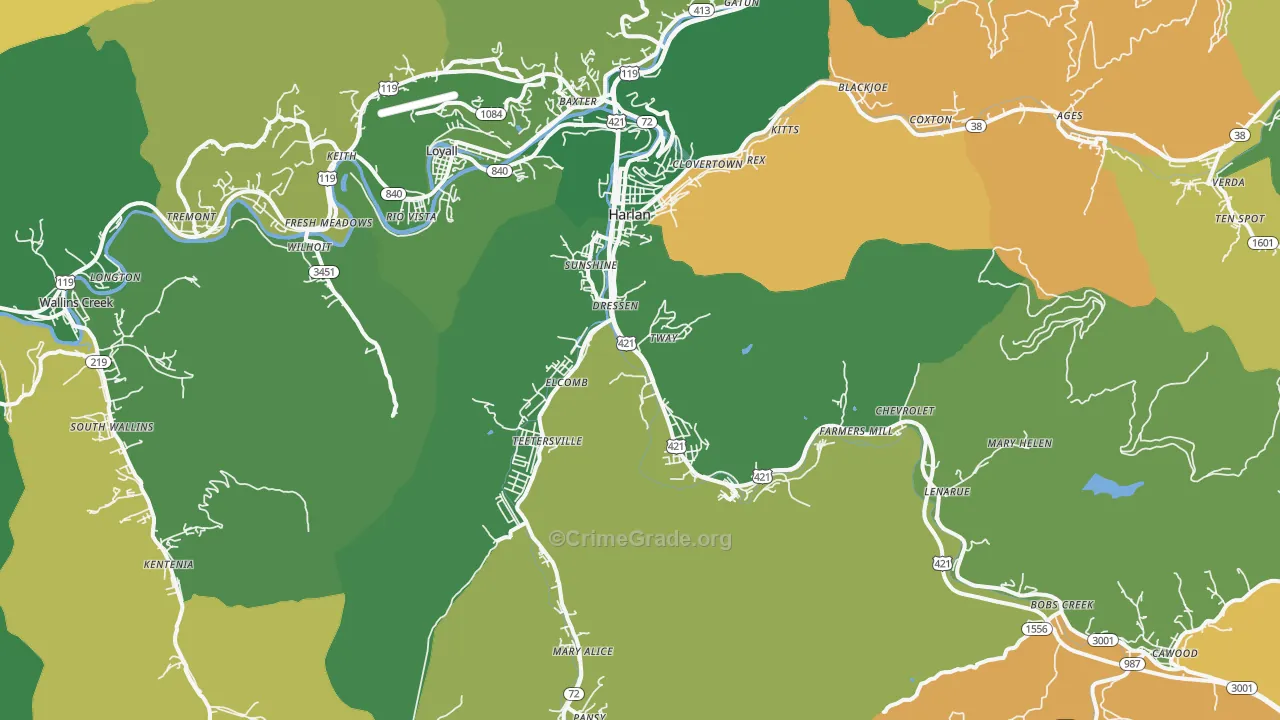 40831, KY Map of Vehicle Theft Rates
