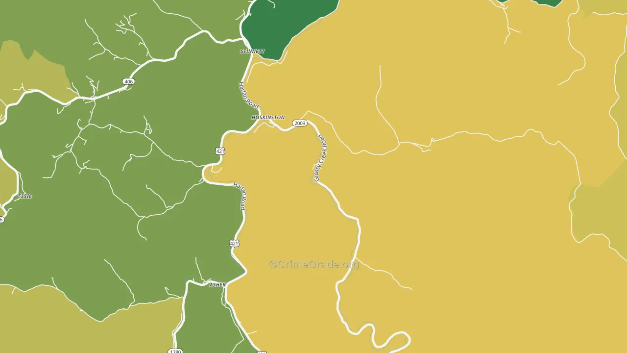 40844, KY Map of Vehicle Theft Rates