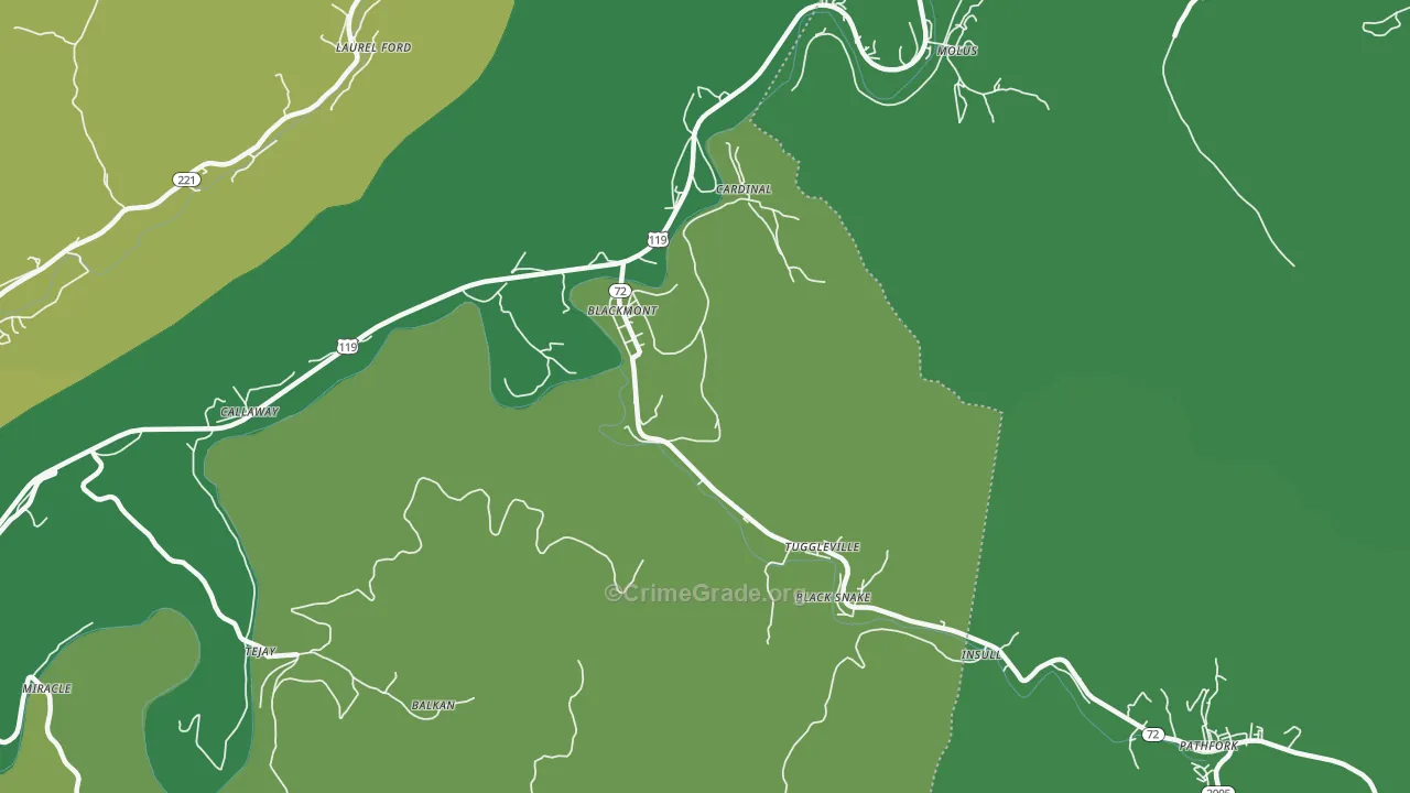 40845, KY Map of Vehicle Theft Rates