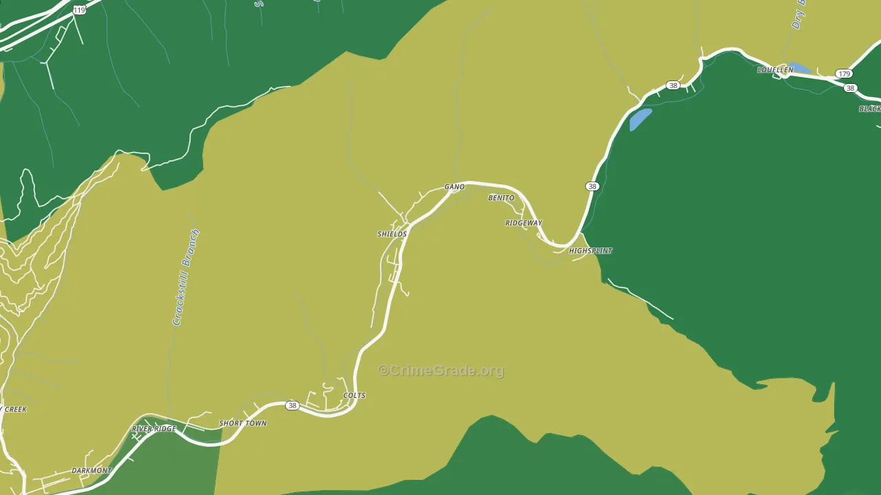 40849, KY Map of Vehicle Theft Rates