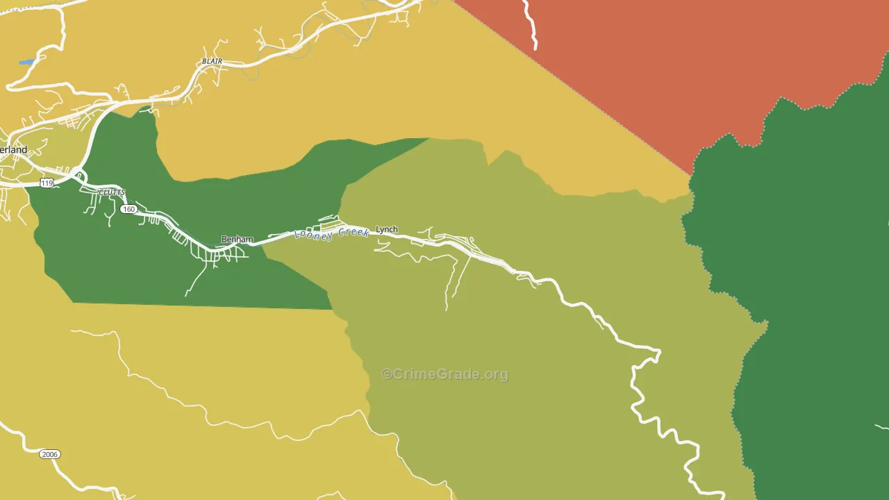 40855, KY Map of Vehicle Theft Rates