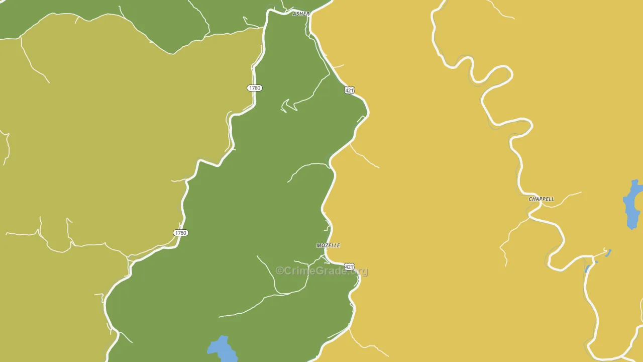 40858, KY Map of Vehicle Theft Rates