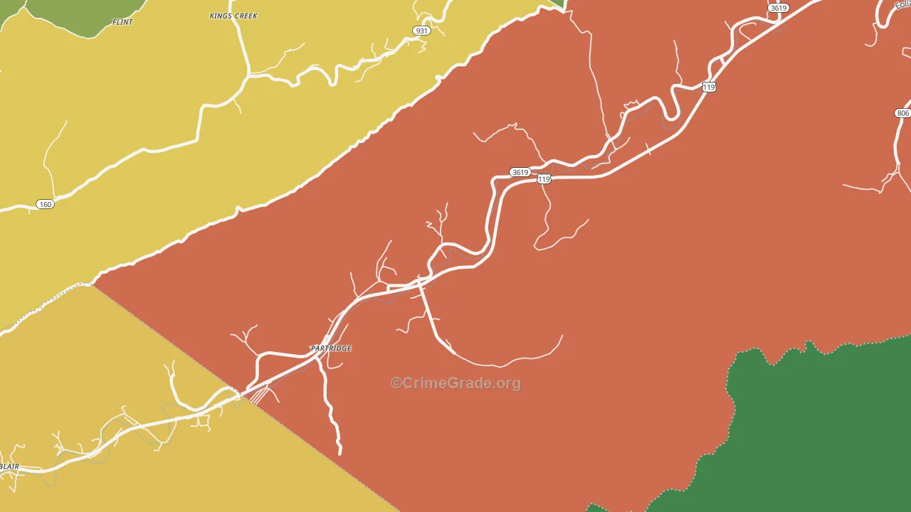 40862, KY Map of Vehicle Theft Rates