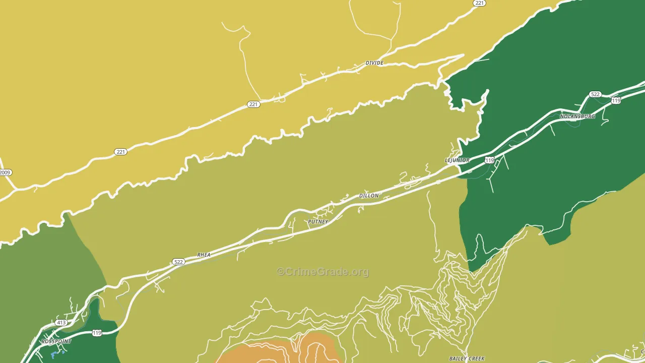 40865, KY Map of Vehicle Theft Rates